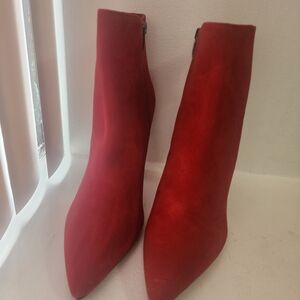 Nine West Red Suede Pointed Toe Ankle Booties